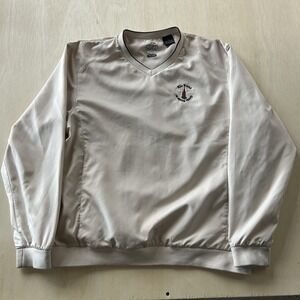 Y2K Ahead Extreme Jacket Mens Large Beige V Neck Golf Windbreaker Pullover Links